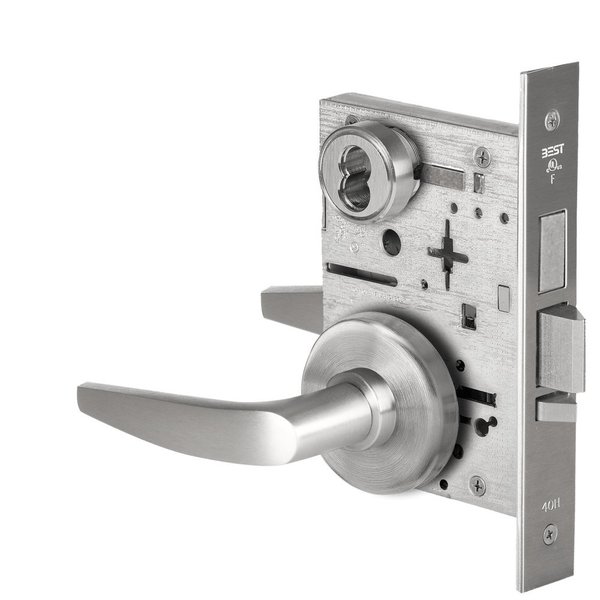 Best Grade 1 Dormitory Mortise Lock, 16 Lever, H Rose, SFIC Housing Less Core, Satin Chrome Finish, Field 45H7TD16H626